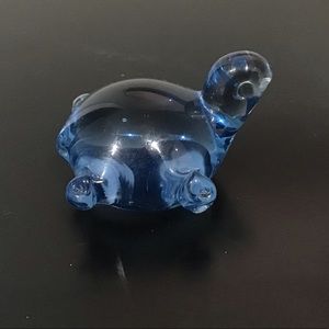 Cobalt blue glass turtle